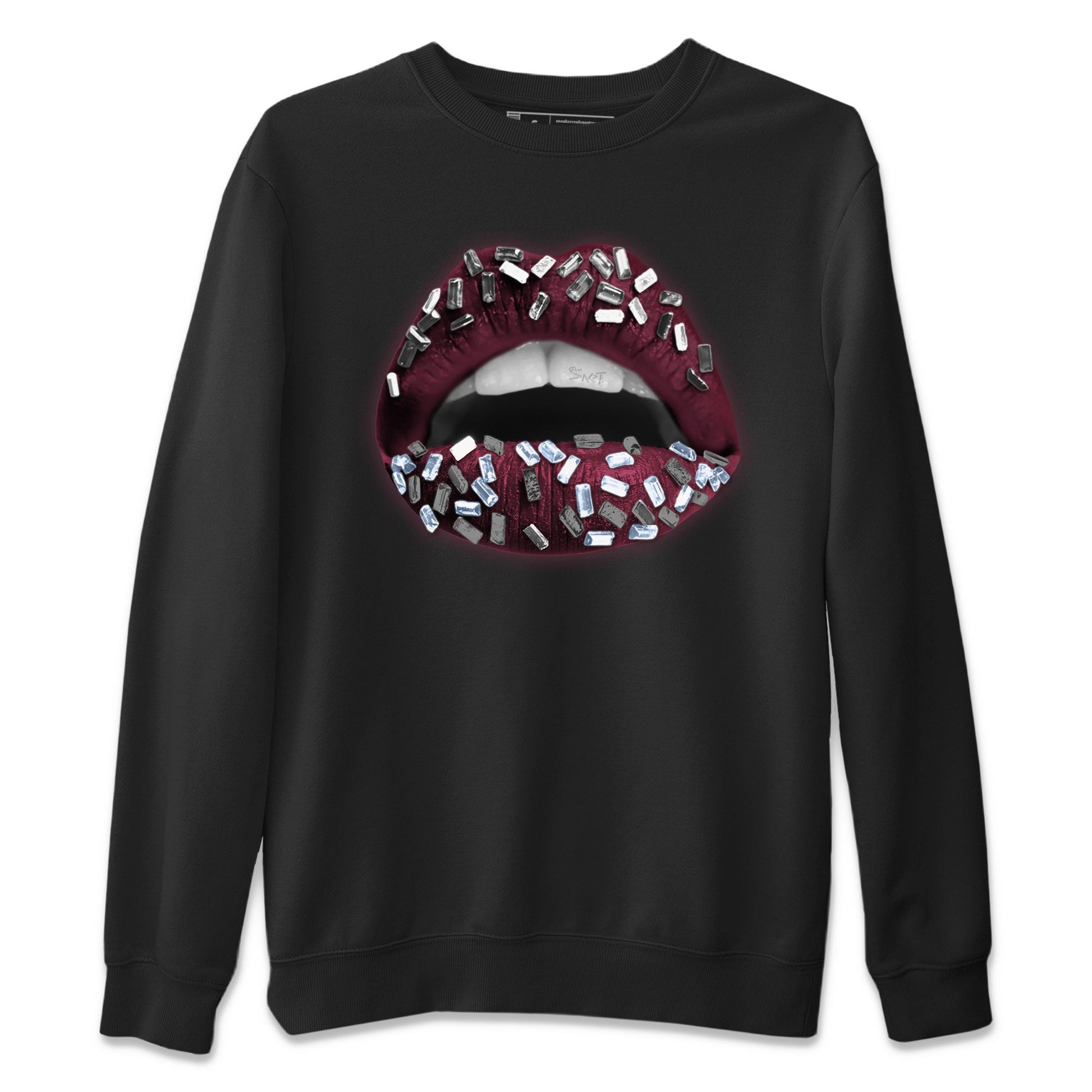 Air Jordan 5 Burgundy Sneaker Match Tees Lips Jewel Sneaker Tees AJ5 Burgundy Sneaker Release Tees Unisex Shirts Black 2