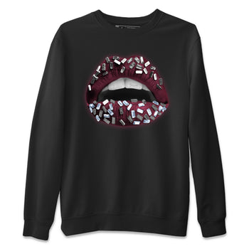 Air Jordan 5 Burgundy Sneaker Match Tees Lips Jewel Sneaker Tees AJ5 Burgundy Sneaker Release Tees Unisex Shirts Black 2