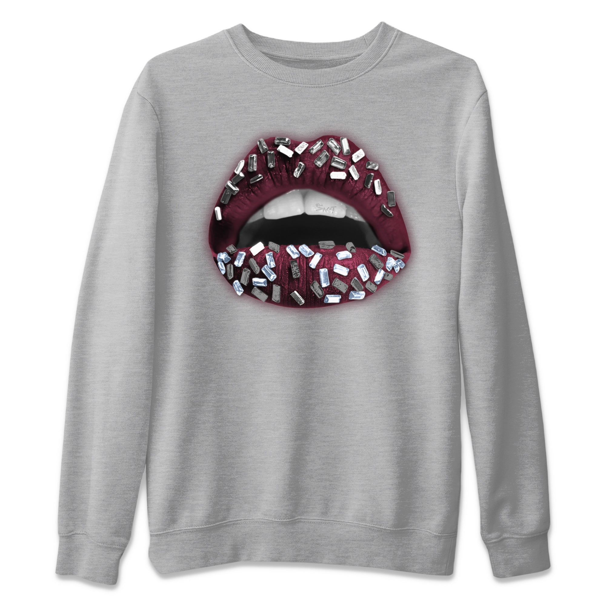 Air Jordan 5 Burgundy Sneaker Match Tees Lips Jewel Sneaker Tees AJ5 Burgundy Sneaker Release Tees Unisex Shirts Heather Grey 2