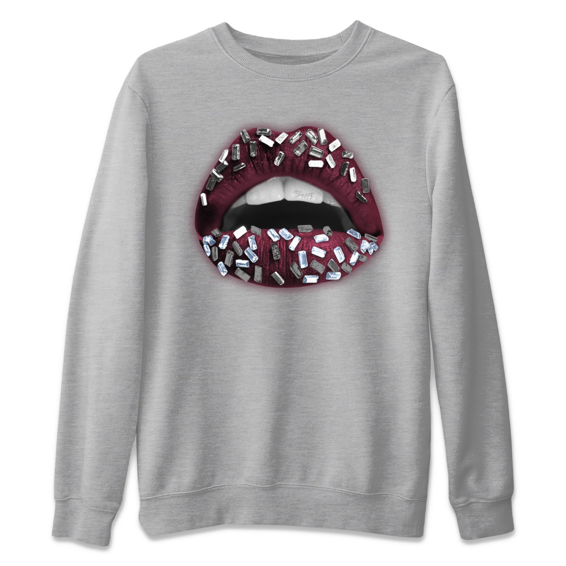Air Jordan 5 Burgundy Sneaker Match Tees Lips Jewel Sneaker Tees AJ5 Burgundy Sneaker Release Tees Unisex Shirts Heather Grey 2