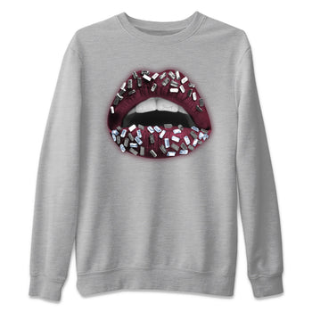 Air Jordan 5 Burgundy Sneaker Match Tees Lips Jewel Sneaker Tees AJ5 Burgundy Sneaker Release Tees Unisex Shirts Heather Grey 2