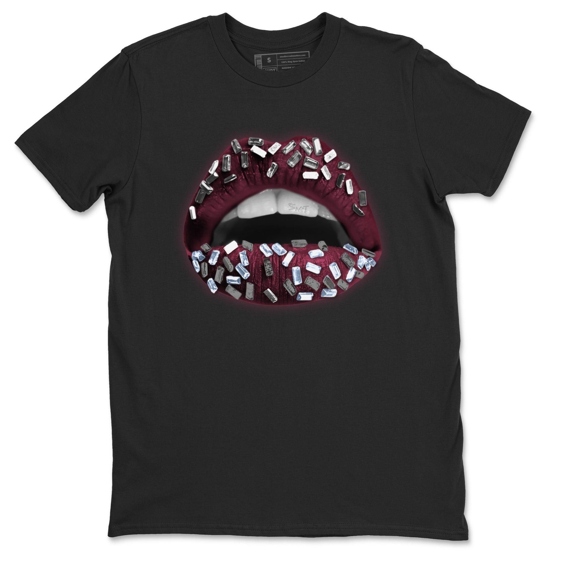 Air Jordan 5 Burgundy Sneaker Match Tees Lips Jewel Sneaker Tees AJ5 Burgundy Sneaker Release Tees Unisex Shirts Black 2