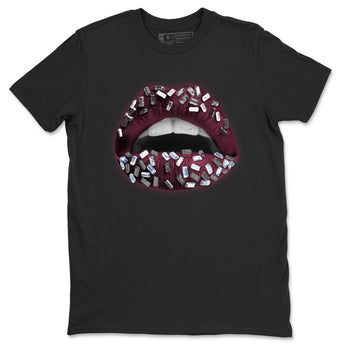 Air Jordan 5 Burgundy Sneaker Match Tees Lips Jewel Sneaker Tees AJ5 Burgundy Sneaker Release Tees Unisex Shirts Black 2