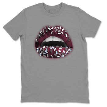 Air Jordan 5 Burgundy Sneaker Match Tees Lips Jewel Sneaker Tees AJ5 Burgundy Sneaker Release Tees Unisex Shirts Heather Grey 2