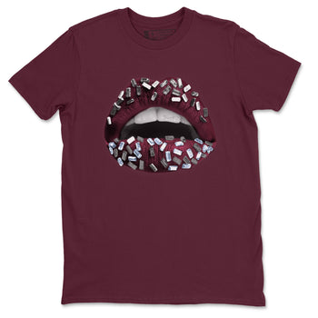 Air Jordan 5 Burgundy Sneaker Match Tees Lips Jewel Sneaker Tees AJ5 Burgundy Sneaker Release Tees Unisex Shirts Maroon 2