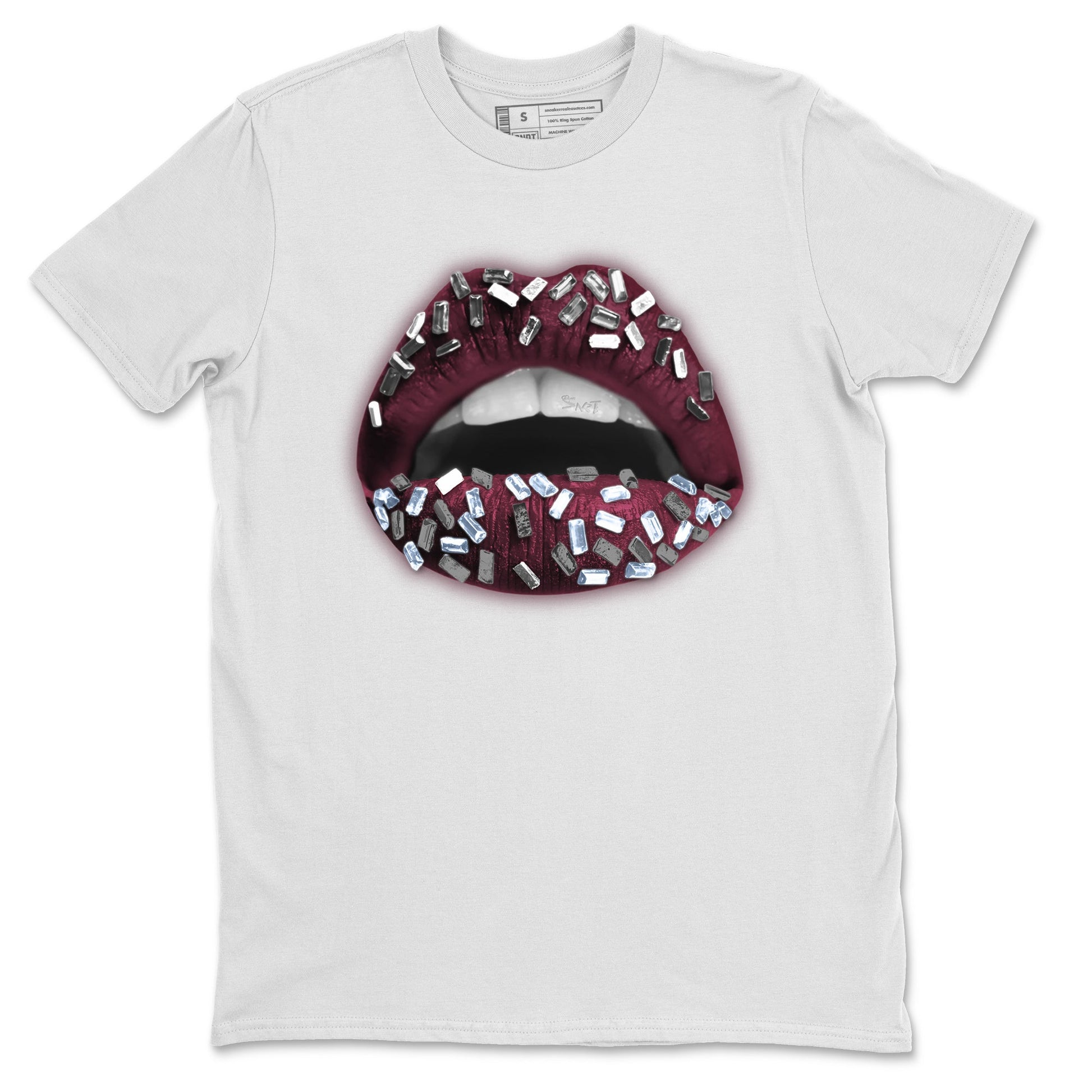 Air Jordan 5 Burgundy Sneaker Match Tees Lips Jewel Sneaker Tees AJ5 Burgundy Sneaker Release Tees Unisex Shirts White 2