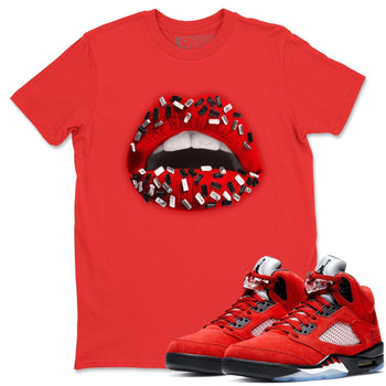Jordan 5 Raging Bull Sneaker Match Tees Lips Jewel Sneaker Tees Jordan 5 Raging Bull Sneaker Release Tees Unisex Shirts