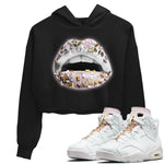 Jordan 6 Gold Hoops Sneaker Match Tees Lips Jewel Sneaker Tees Jordan 6 Gold Hoops Sneaker Release Tees Women's Shirts