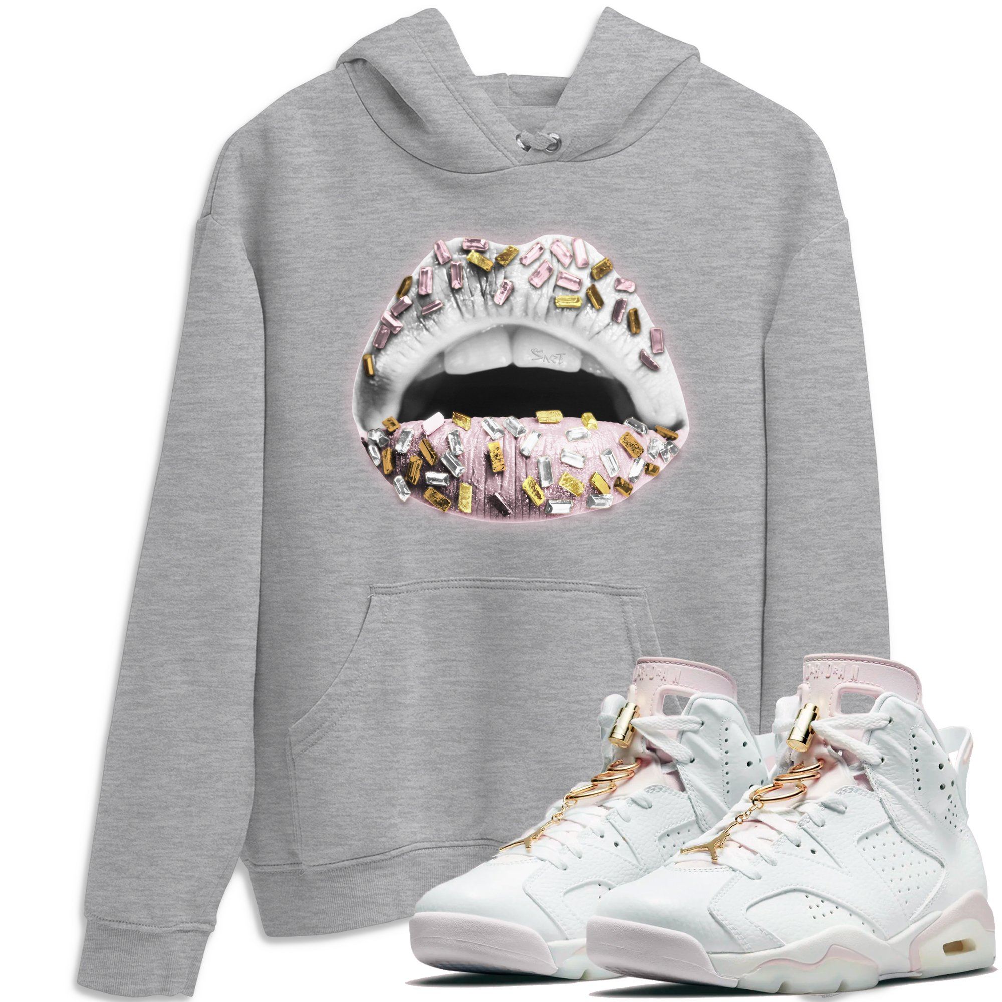 Jordan 6 Gold Hoops Sneaker Match Tees Lips Jewel Sneaker Tees Jordan 6 Gold Hoops Sneaker Release Tees Unisex Shirts