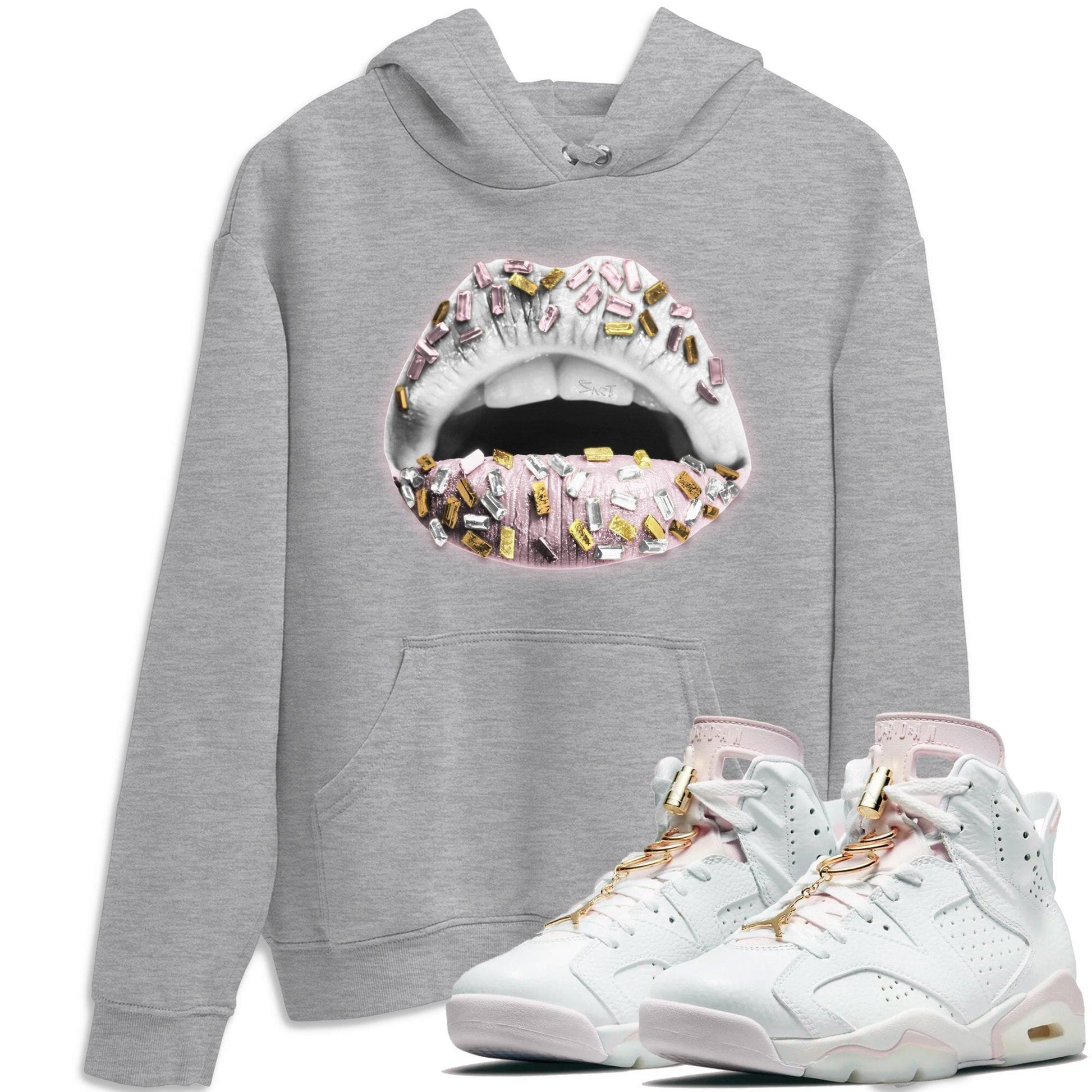 Jordan 6 Gold Hoops Sneaker Match Tees Lips Jewel Sneaker Tees Jordan 6 Gold Hoops Sneaker Release Tees Unisex Shirts