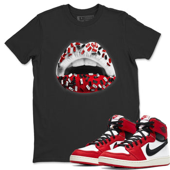 Jordan 1 Chicago Sneaker Match Tees Lips Jewel Sneaker Tees Jordan 1 Chicago Sneaker Release Tees Unisex Shirts