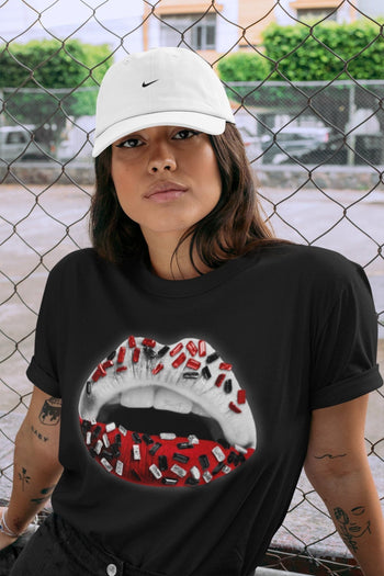 Jordan 1 Chicago Sneaker Match Tees Lips Jewel Sneaker Tees Jordan 1 Chicago Sneaker Release Tees Unisex Shirts