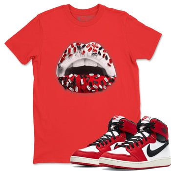 Jordan 1 Chicago Sneaker Match Tees Lips Jewel Sneaker Tees Jordan 1 Chicago Sneaker Release Tees Unisex Shirts