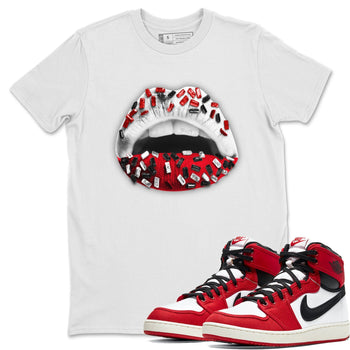 Jordan 1 Chicago Sneaker Match Tees Lips Jewel Sneaker Tees Jordan 1 Chicago Sneaker Release Tees Unisex Shirts