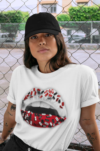 Jordan 1 Chicago Sneaker Match Tees Lips Jewel Sneaker Tees Jordan 1 Chicago Sneaker Release Tees Unisex Shirts
