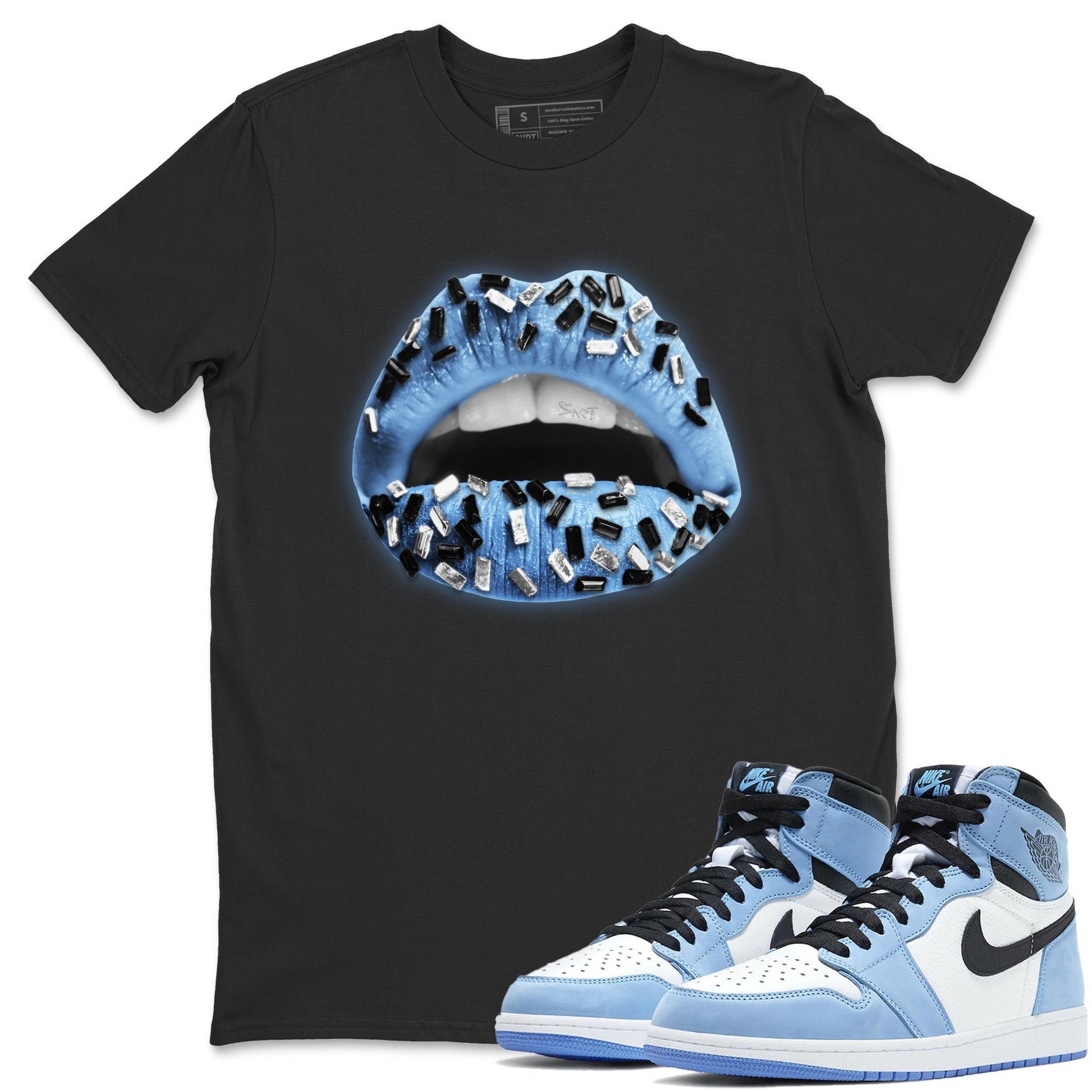 Jordan 1 University Blue Sneaker Match Tees Lips Jewel Sneaker Tees Jordan 1 University Blue Sneaker Release Tees Unisex Shirts