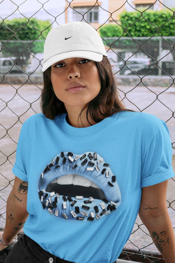 Jordan 1 University Blue Sneaker Match Tees Lips Jewel Sneaker Tees Jordan 1 University Blue Sneaker Release Tees Unisex Shirts