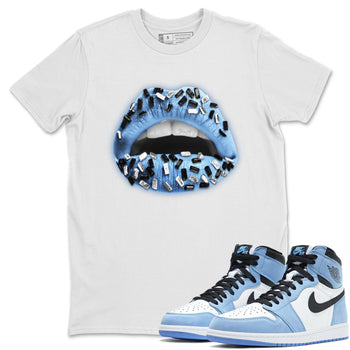 Jordan 1 University Blue Sneaker Match Tees Lips Jewel Sneaker Tees Jordan 1 University Blue Sneaker Release Tees Unisex Shirts