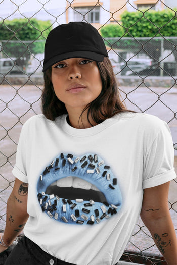 Jordan 1 University Blue Sneaker Match Tees Lips Jewel Sneaker Tees Jordan 1 University Blue Sneaker Release Tees Unisex Shirts