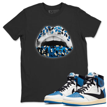 Jordan 1 Travis Scott Fragment Sneaker Match Tees Lips Jewel Sneaker Tees Jordan 1 Travis Scott Fragment Sneaker Release Tees Unisex Shirts