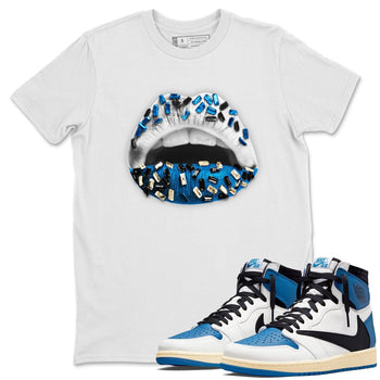 Jordan 1 Travis Scott Fragment Sneaker Match Tees Lips Jewel Sneaker Tees Jordan 1 Travis Scott Fragment Sneaker Release Tees Unisex Shirts