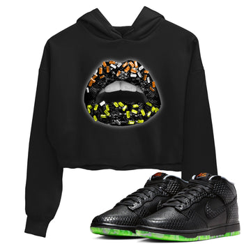 Dunk Mid Premium shirt to match jordans Lips Jewel sneaker tees Dunk Mid Halloween SNRT Sneaker Tees Sneaker Matching Clothing Brand Black 1 Crop T-Shirt