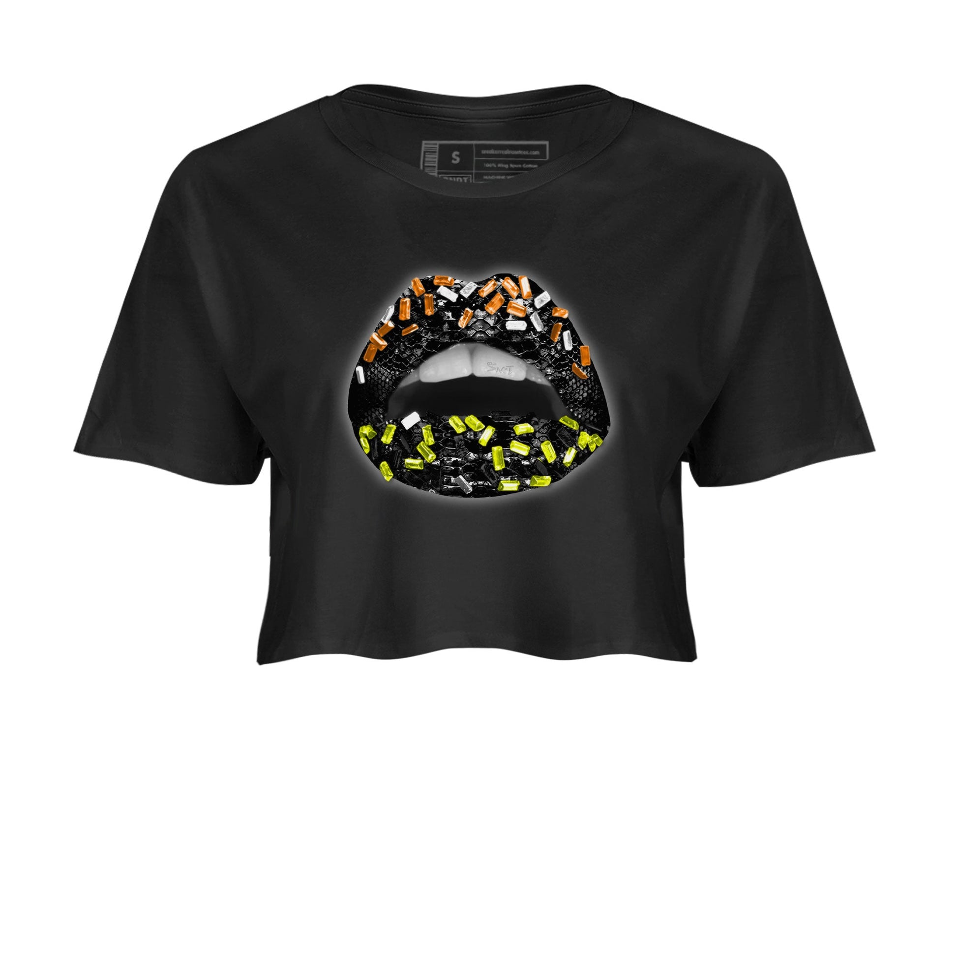 Dunk Mid Premium shirt to match jordans Lips Jewel sneaker tees Dunk Mid Halloween SNRT Sneaker Tees Sneaker Matching Clothing Brand Black 2 Crop T-Shirt