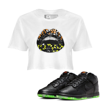 Dunk Mid Premium shirt to match jordans Lips Jewel sneaker tees Dunk Mid Halloween SNRT Sneaker Tees Sneaker Matching Clothing Brand White 1 Crop T-Shirt