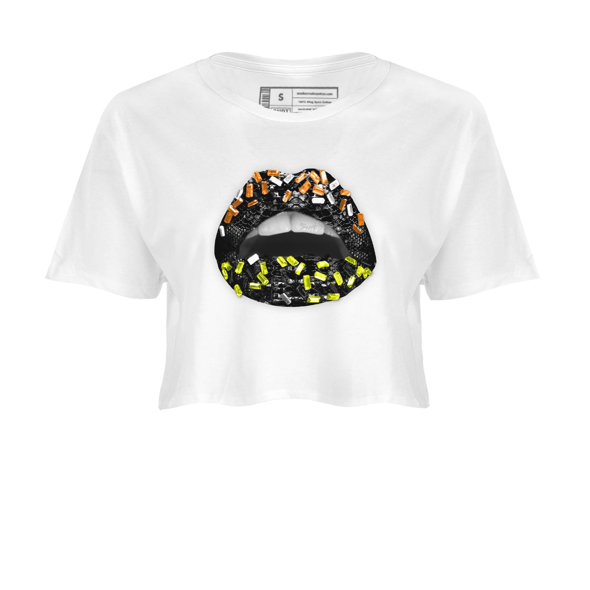 Dunk Mid Premium shirt to match jordans Lips Jewel sneaker tees Dunk Mid Halloween SNRT Sneaker Tees Sneaker Matching Clothing Brand White 2 Crop T-Shirt