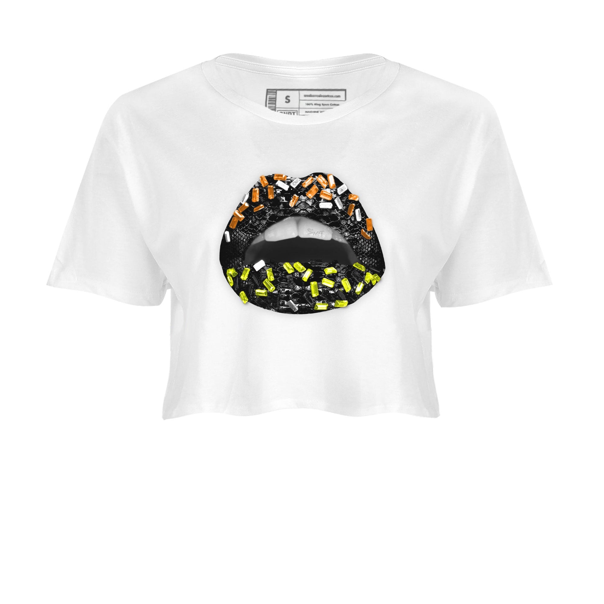 Dunk Mid Premium shirt to match jordans Lips Jewel sneaker tees Dunk Mid Halloween SNRT Sneaker Tees Sneaker Matching Clothing Brand White 2 Crop T-Shirt