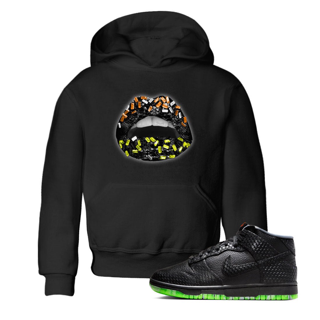 Dunk Mid Premium shirt to match jordans Lips Jewel sneaker tees Dunk Mid Halloween SNRT Sneaker Tees Sneaker Matching Clothing Brand Baby Toddler Black 1 T-Shirt