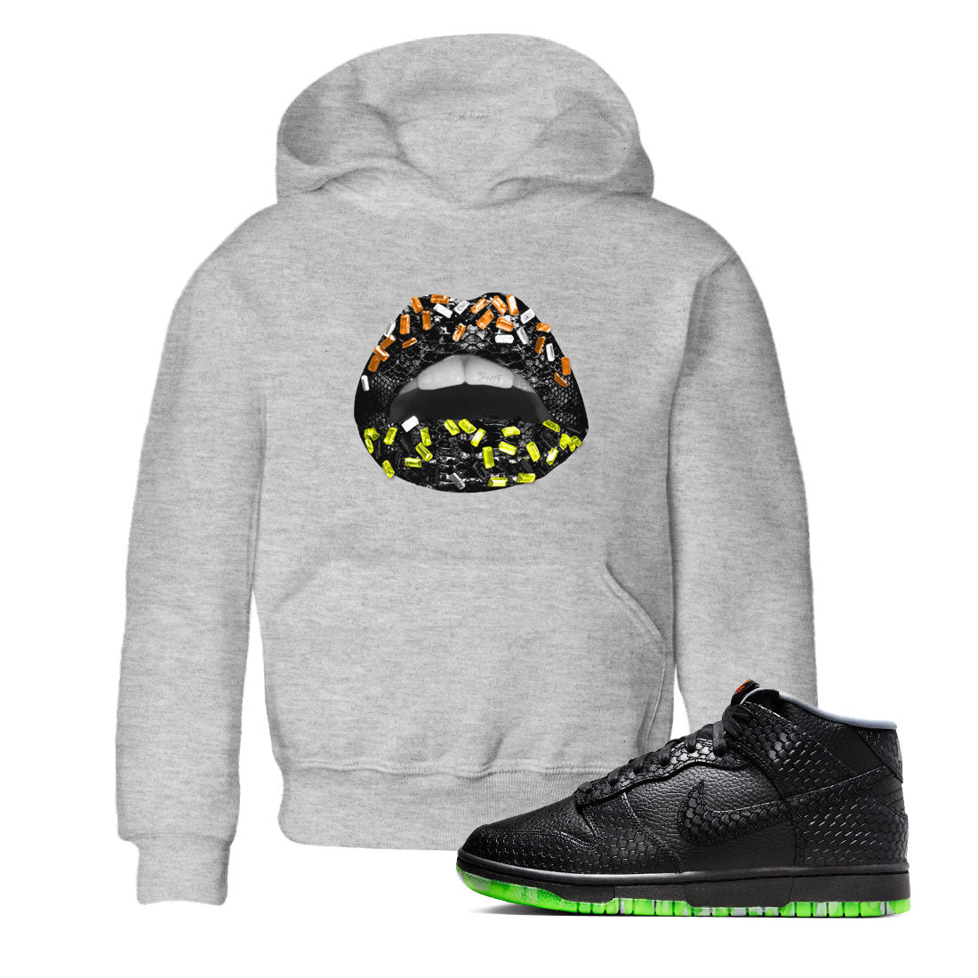Dunk Mid Premium shirt to match jordans Lips Jewel sneaker tees Dunk Mid Halloween SNRT Sneaker Tees Sneaker Matching Clothing Brand Baby Toddler Heather Grey 1 T-Shirt