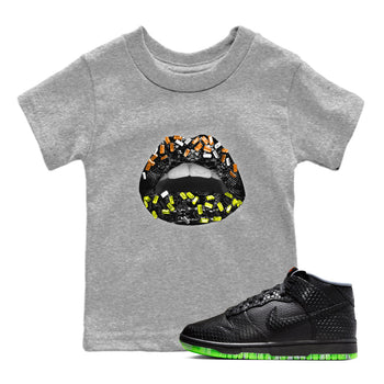 Dunk Mid Premium shirt to match jordans Lips Jewel sneaker tees Dunk Mid Halloween SNRT Sneaker Tees Sneaker Matching Clothing Brand Baby Toddler Heather Grey 1 T-Shirt