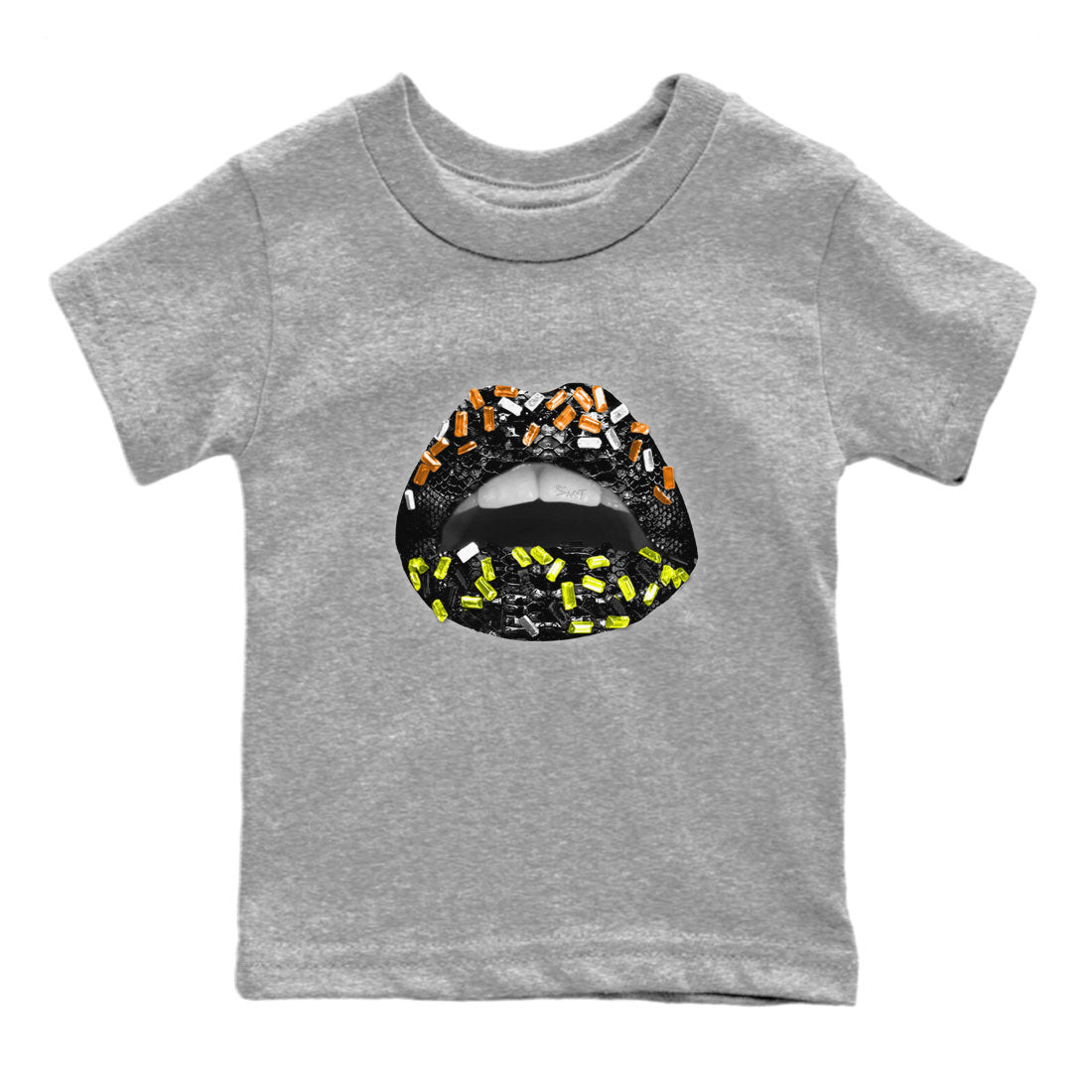 Dunk Mid Premium shirt to match jordans Lips Jewel sneaker tees Dunk Mid Halloween SNRT Sneaker Tees Sneaker Matching Clothing Brand Baby Toddler Heather Grey 2 T-Shirt