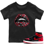 Jordan 1 Bred Patent Sneaker Match Tees Lips Jewel Sneaker Tees Jordan 1 Bred Patent Sneaker Release Tees Kids Shirts