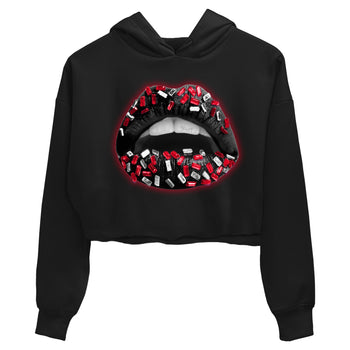 Jordan 1 Bred Patent Sneaker Match Tees Lips Jewel Sneaker Tees Jordan 1 Bred Patent Sneaker Release Tees Women's Shirts