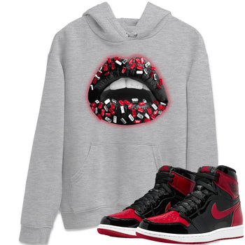 Jordan 1 Bred Patent Sneaker Match Tees Lips Jewel Sneaker Tees Jordan 1 Bred Patent Sneaker Release Tees Unisex Shirts