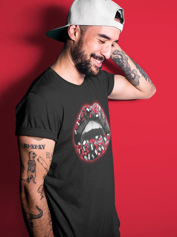 Jordan 1 Bred Patent Sneaker Match Tees Lips Jewel Sneaker Tees Jordan 1 Bred Patent Sneaker Release Tees Unisex Shirts
