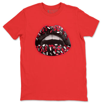 Jordan 1 Bred Patent Sneaker Match Tees Lips Jewel Sneaker Tees Jordan 1 Bred Patent Sneaker Release Tees Unisex Shirts