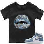 Jordan 1 Denim Sneaker Match Tees Lips Jewel Sneaker Tees Jordan 1 Denim Sneaker Release Tees Kids Shirts