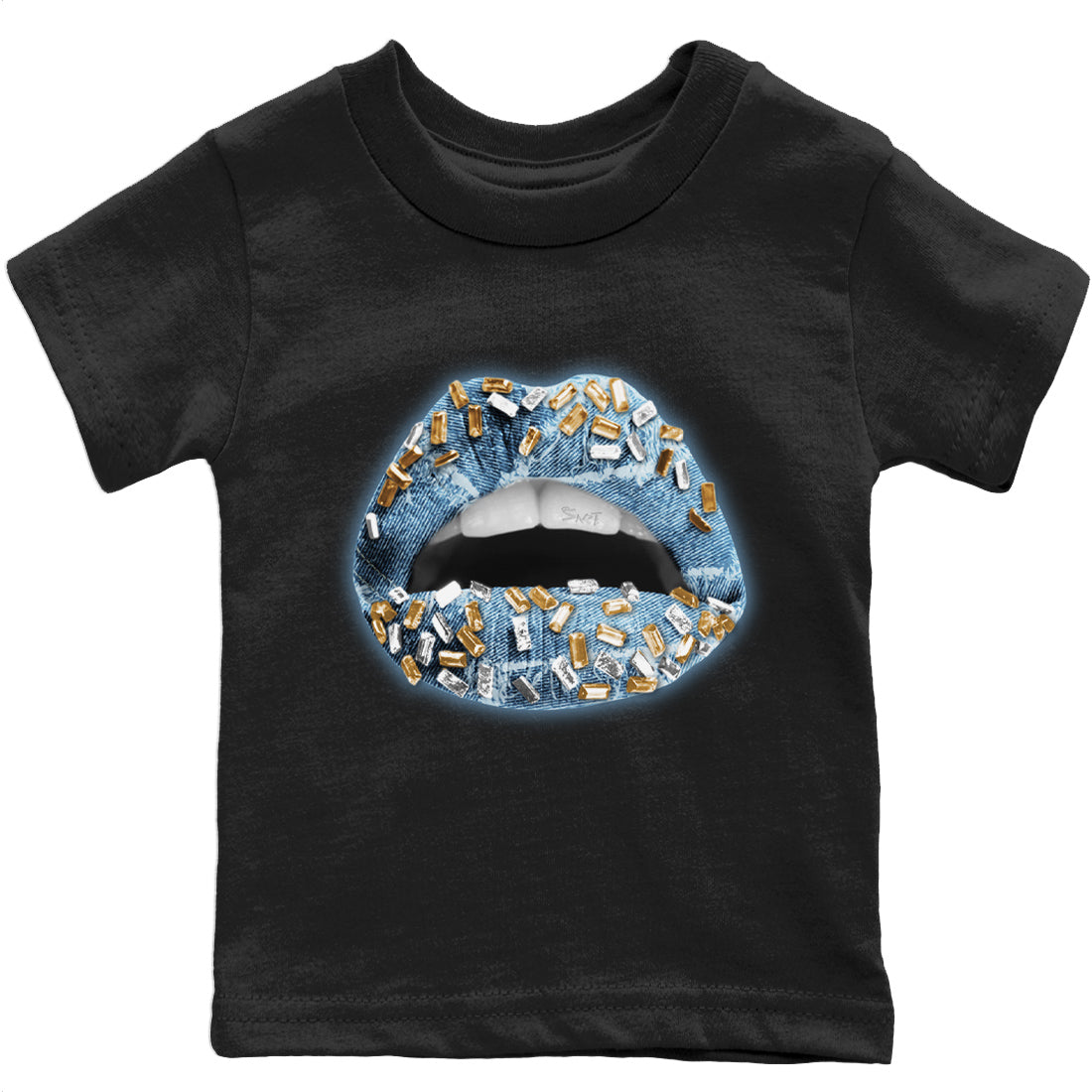 Jordan 1 Denim Sneaker Match Tees Lips Jewel Sneaker Tees Jordan 1 Denim Sneaker Release Tees Kids Shirts