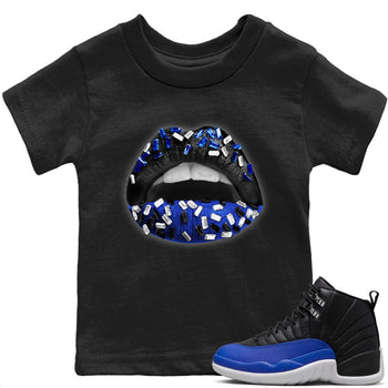 Jordan 12 Hyper Royal Sneaker Match Tees Lips Jewel Sneaker Tees Jordan 12 Hyper Royal Sneaker Release Tees Kids Shirts