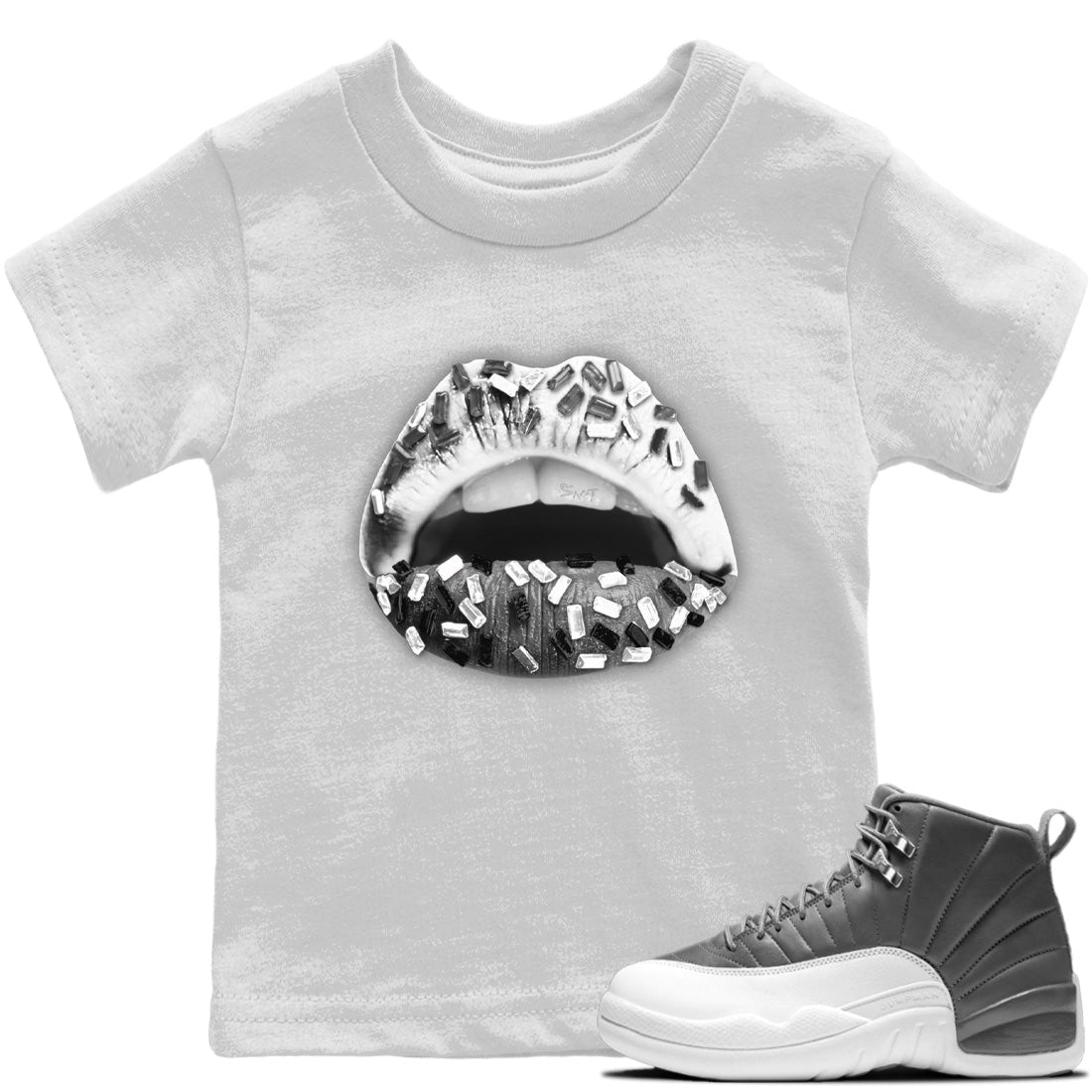 Jordan 12 Stealth Sneaker Match Tees Lips Jewel Sneaker Tees Jordan 12 Stealth Sneaker Release Tees Kids Shirts