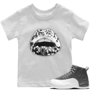 Jordan 12 Stealth Sneaker Match Tees Lips Jewel Sneaker Tees Jordan 12 Stealth Sneaker Release Tees Kids Shirts