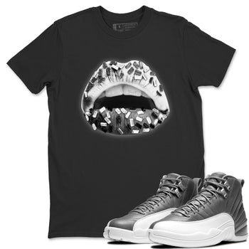 Jordan 12 Stealth Sneaker Match Tees Lips Jewel Sneaker Tees Jordan 12 Stealth Sneaker Release Tees Unisex Shirts