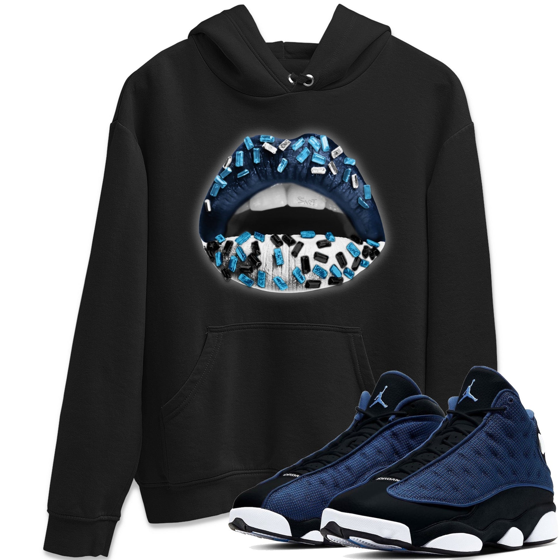 Jordan 13 Brave Blue Sneaker Match Tees Lips Jewel Sneaker Tees Jordan 13 Brave Blue Sneaker Release Tees Unisex Shirts