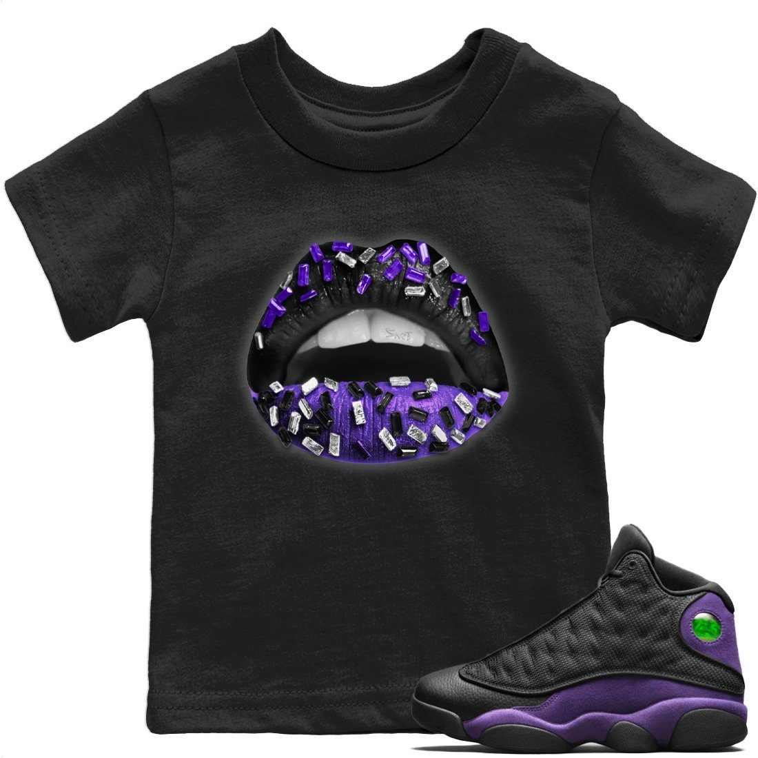 Jordan 13 Court Purple Sneaker Match Tees Lips Jewel Sneaker Tees Jordan 13 Court Purple Sneaker Release Tees Kids Shirts