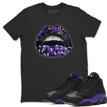 Jordan 13 Court Purple Sneaker Match Tees Lips Jewel Sneaker Tees Jordan 13 Court Purple Sneaker Release Tees Unisex Shirts