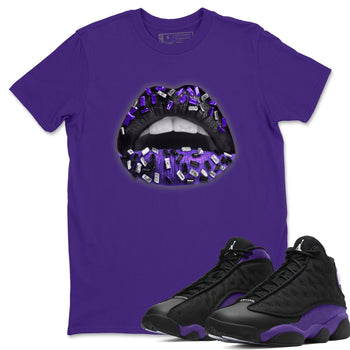Jordan 13 Court Purple Sneaker Match Tees Lips Jewel Sneaker Tees Jordan 13 Court Purple Sneaker Release Tees Unisex Shirts