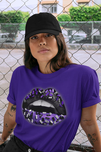 Jordan 13 Court Purple Sneaker Match Tees Lips Jewel Sneaker Tees Jordan 13 Court Purple Sneaker Release Tees Unisex Shirts